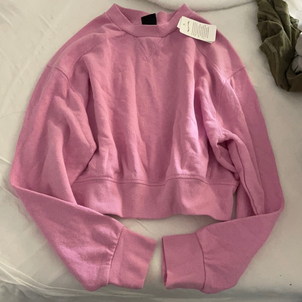 PACSUN PINK CROPPED CREW SWEATSHIRT